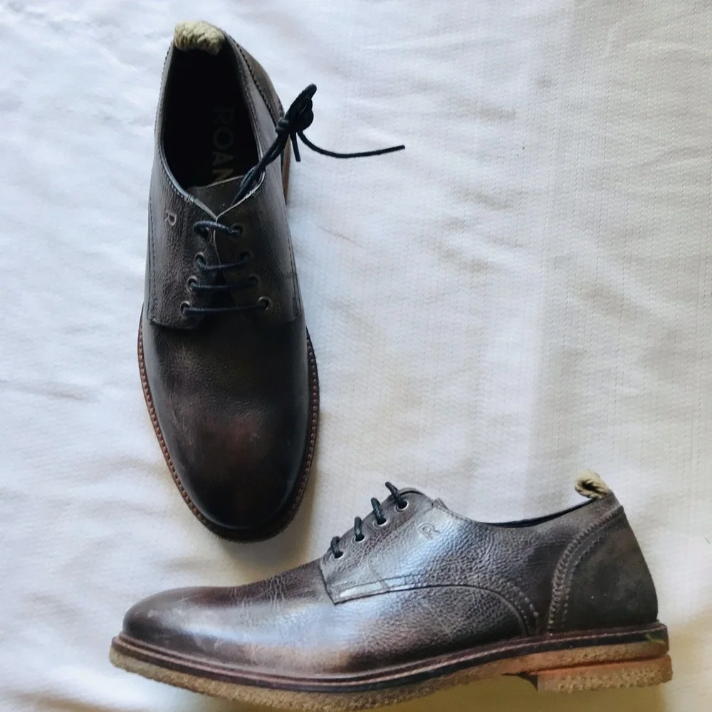 ROAN Brown Leather Men's Shoes
